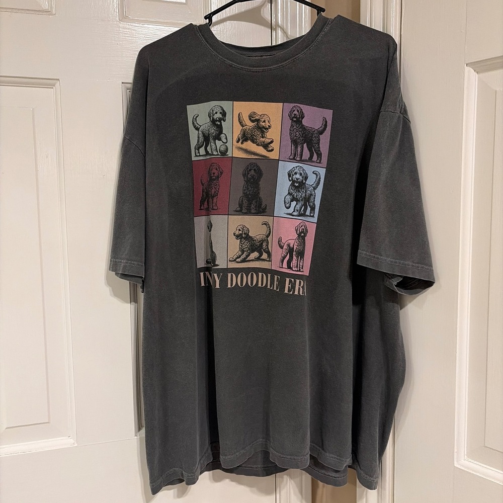 Comfort Colors Unisex In My Doodle Era T-Shirt Pepper Gray 2XL Dog Graphic Tee